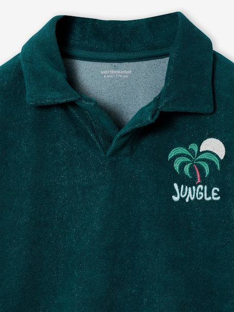 Boys' short-sleeved polo shirt fir green 