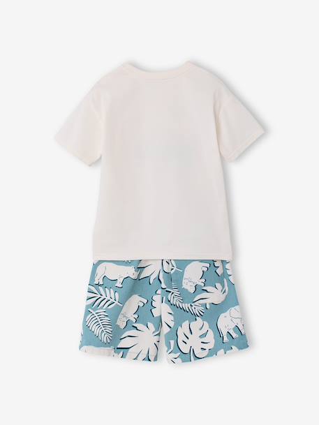 Cotton t-shirt and short set for boys ecru 
