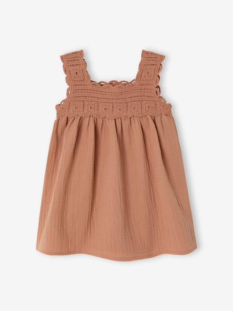 Sleeveless baby girl dress old rose 