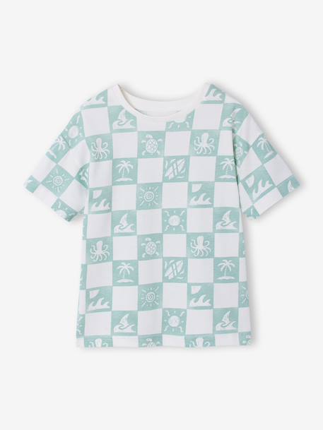 Short-sleeved T-shirt aqua green+white 