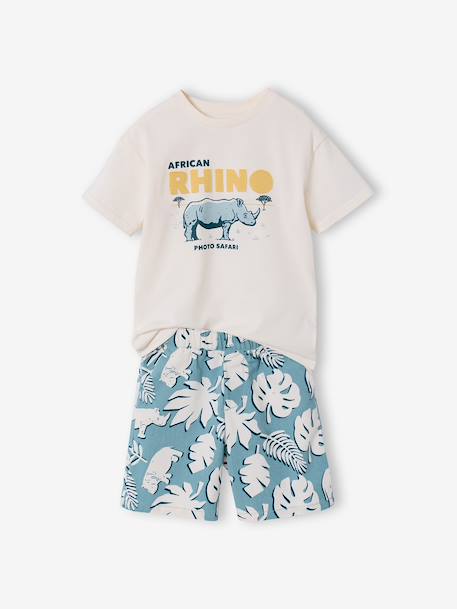 Cotton t-shirt and short set for boys ecru 