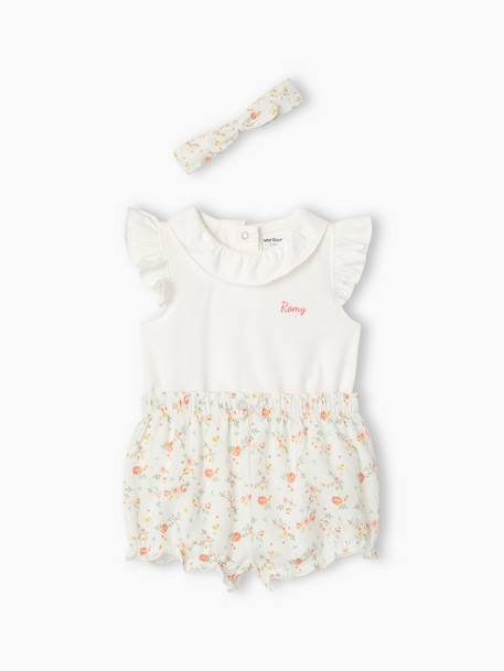 Bodysuit, short and band for head accessories for hair set ecru 