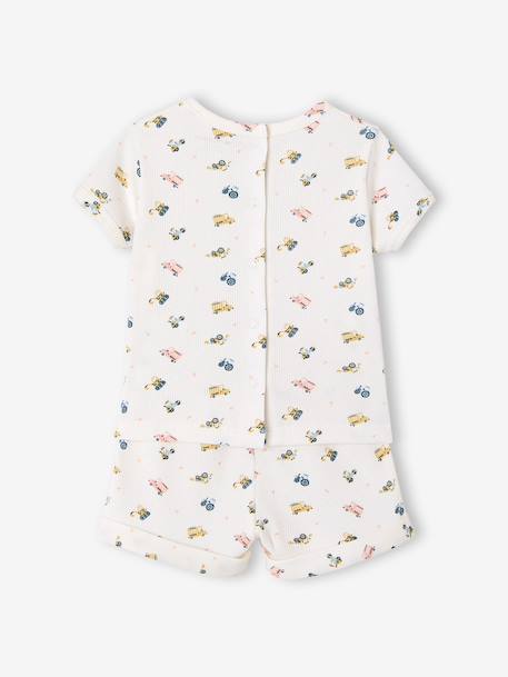 Pack of 2 organic cotton pyjama shorts tomato red 