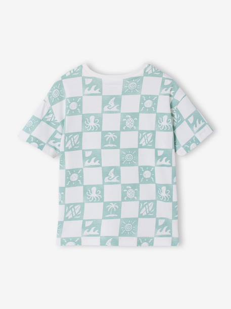 Short-sleeved T-shirt aqua green+white 