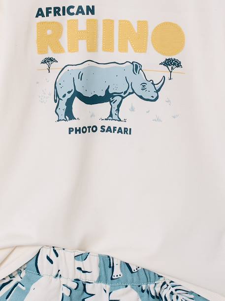 Cotton t-shirt and short set for boys ecru 