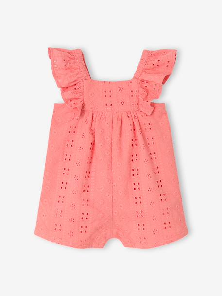 Girl's playsuit with embroidery electric blue+sweet pink 