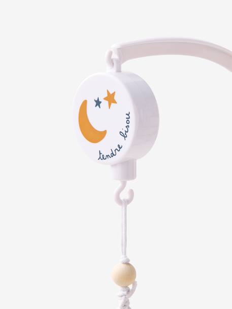 Musical mobile in fabric and velvet beige 