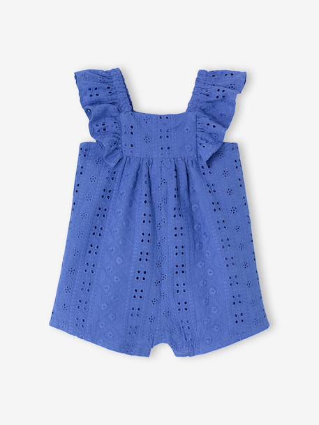 Girl's playsuit with embroidery electric blue+sweet pink 