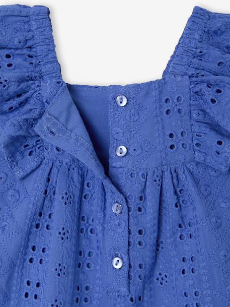 Girl's playsuit with embroidery electric blue+sweet pink 