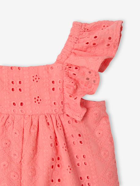 Girl's playsuit with embroidery electric blue+sweet pink 
