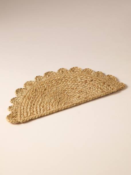 Jute half-moon bowl mat beige 
