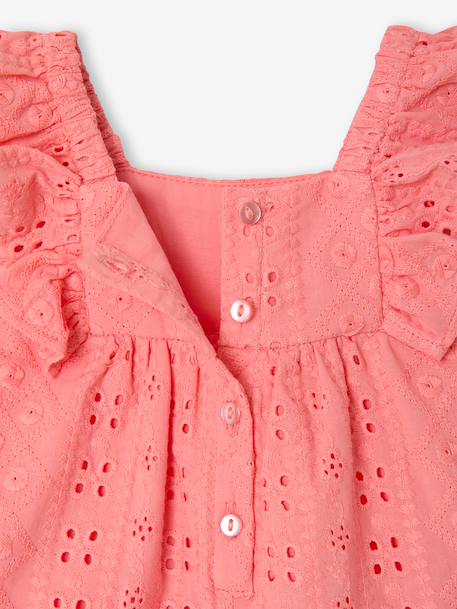 Girl's playsuit with embroidery electric blue+sweet pink 