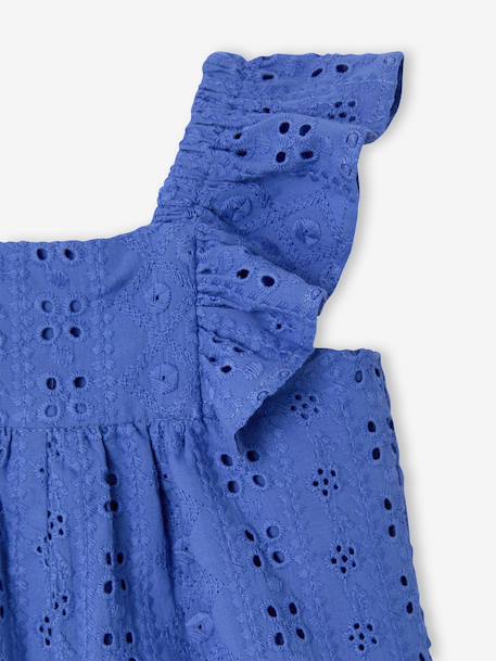 Girl's playsuit with embroidery electric blue+sweet pink 