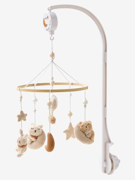 Musical mobile in fabric and velvet beige 