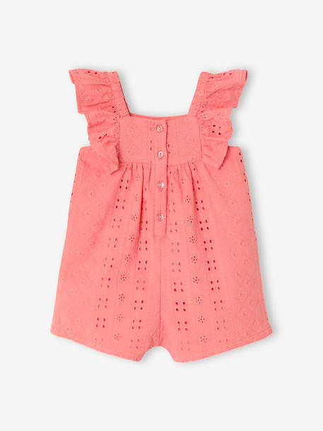 Girl's playsuit with embroidery electric blue+sweet pink 