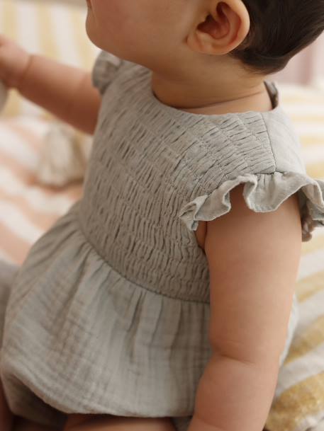 Cotton Gauze Romper for Girls sage green 