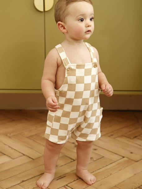 Printed Fleece Playsuit chequered beige 