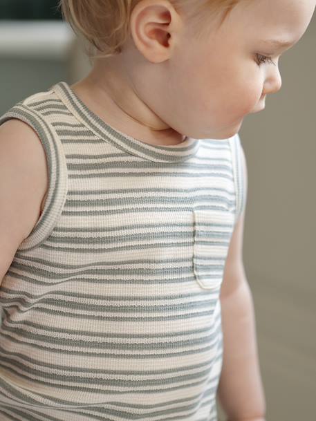 Striped organic cotton tank top for baby boys striped white 