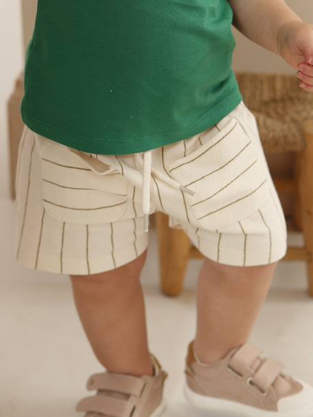Baby boys' organic cotton shorts ecru 