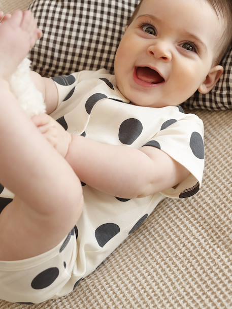 Newborn set of 2 playsuits in organic cotton marl beige 
