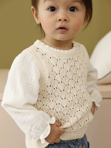 2-in-1 Jumper for Girls ecru 