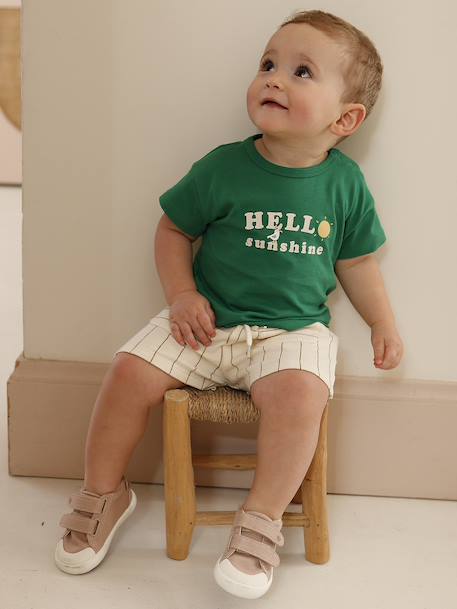 Baby boys' organic cotton shorts ecru 