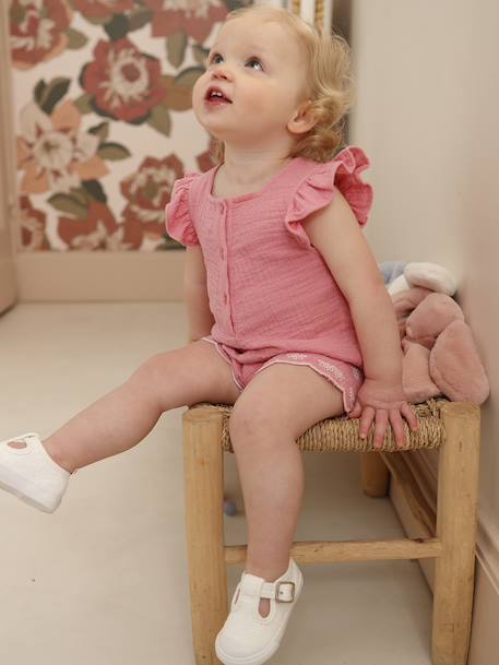 Girl's short jumpsuit rose 