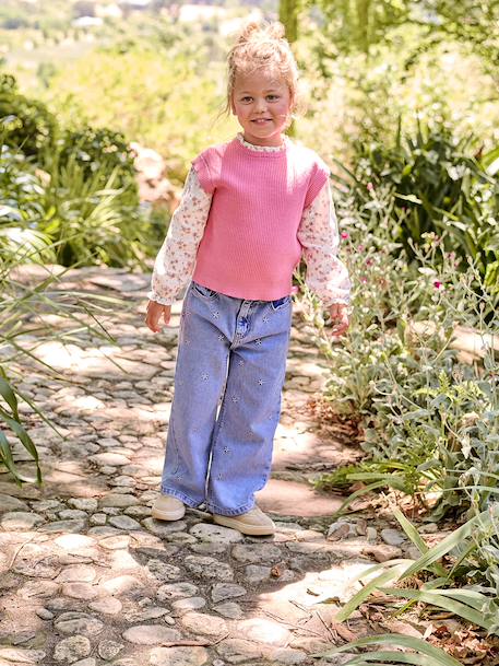 Embroidered Susan wide-leg jeans for girls bleached denim+deep blue+denim blue+medium blue 
