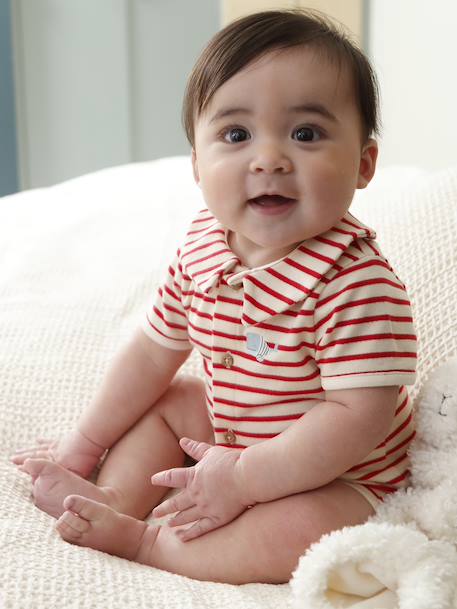 Jumpsuit for Newborns ecru+red 