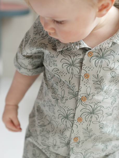 Baby boy shirt and short set sage green 