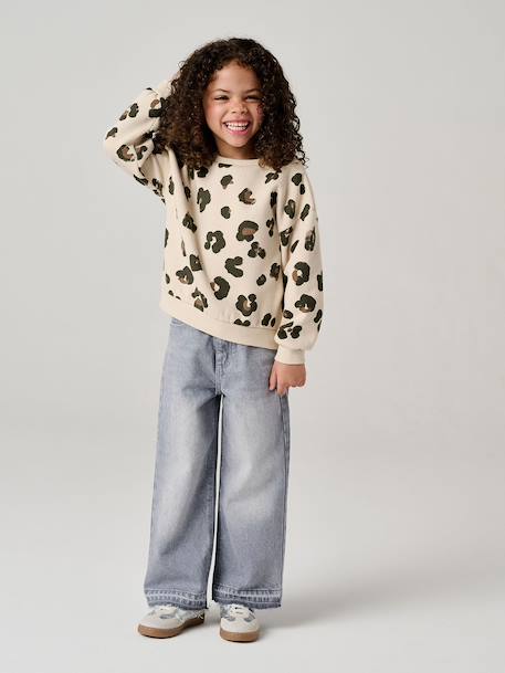 Wide-Leg Jeans, Frayed Hems, for Girls bleached denim+deep blue+grey+stone 