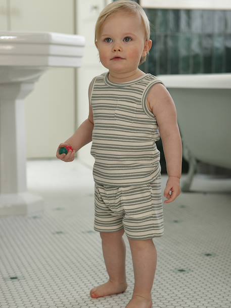 Striped organic cotton tank top for baby boys striped white 