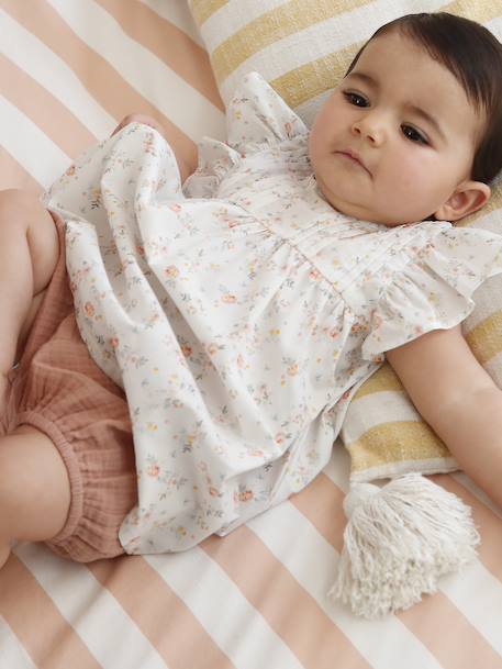 Baby girl's short-sleeved dress ecru 
