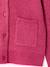 Girl's fine knit fluffy cardigan coral+marl grey+peony pink 