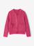Girl's fine knit fluffy cardigan coral+marl grey+peony pink 
