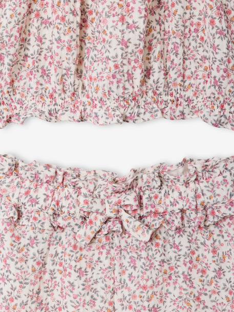 Floral short set for girls printed white 