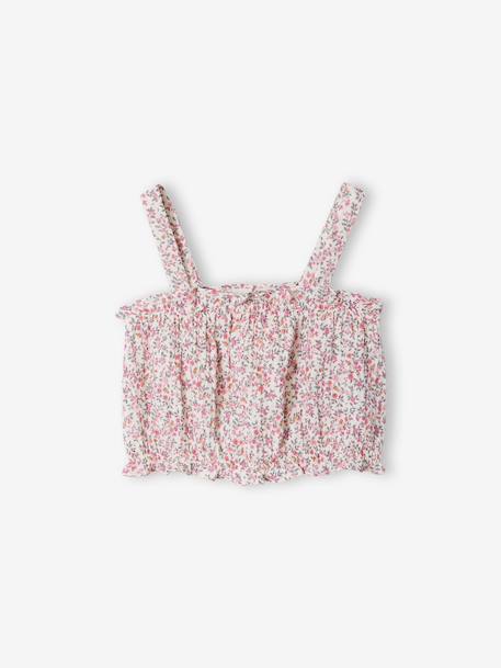 Floral short set for girls printed white 