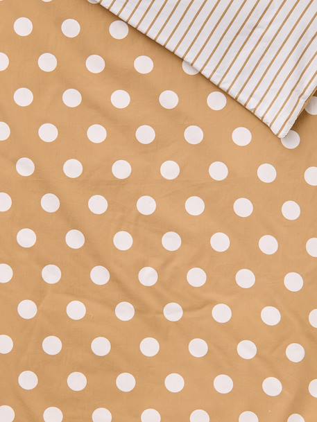 Cotton sleeping bag with polka dots caramel 
