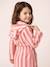Customisable rabbit bathrobe for children, with recycled cotton striped pink 