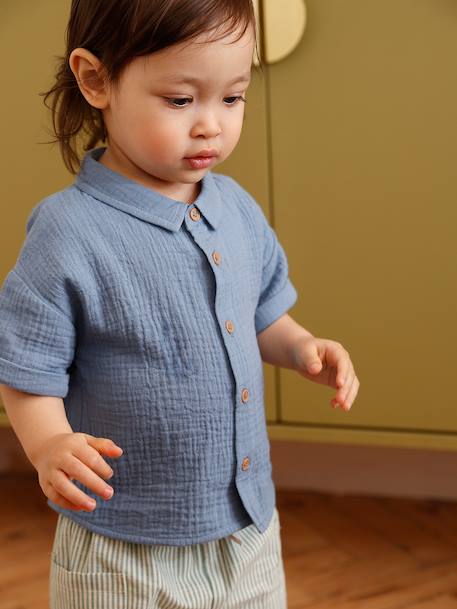 Boy's cotton gauze shirt denim blue 