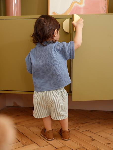 Boy's cotton gauze shirt denim blue 