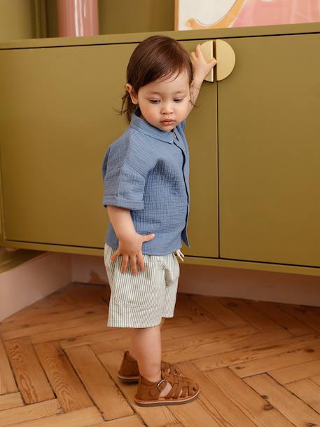 Boy's cotton gauze shirt denim blue 