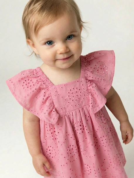 Baby Girls’ Cotton Broderie Anglaise Dress rose 