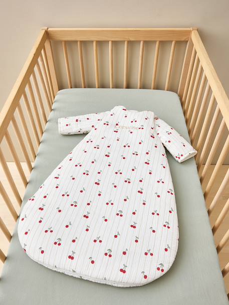 Customisable baby sleep bag with detachable sleeves ecru 