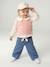 Sleeveless jumper for babies ecru+navy blue+rosy 