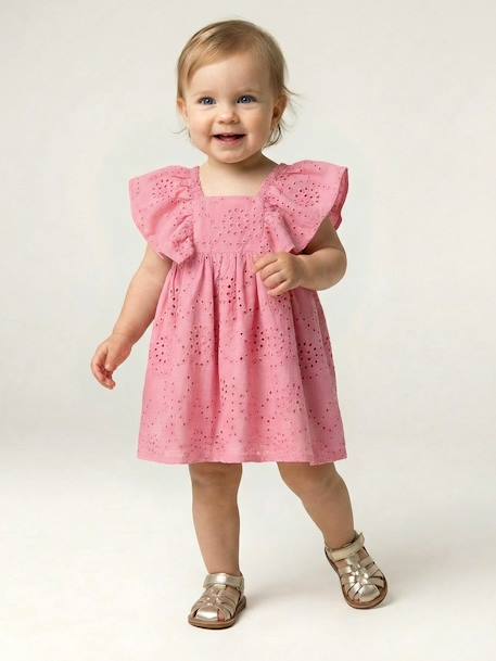 Baby Girls’ Cotton Broderie Anglaise Dress rose 