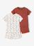 Pack of 2 organic cotton pyjama shorts tomato red 