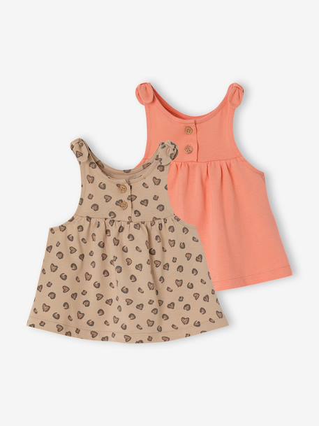 Pack of 2 organic cotton tank tops coral 