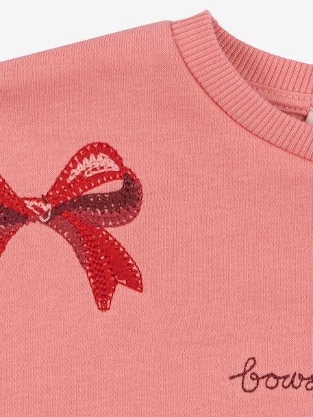 Round-neck sweatshirt rose+white 