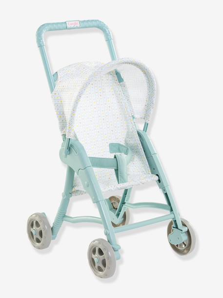 Doll's pushchair with star print green 